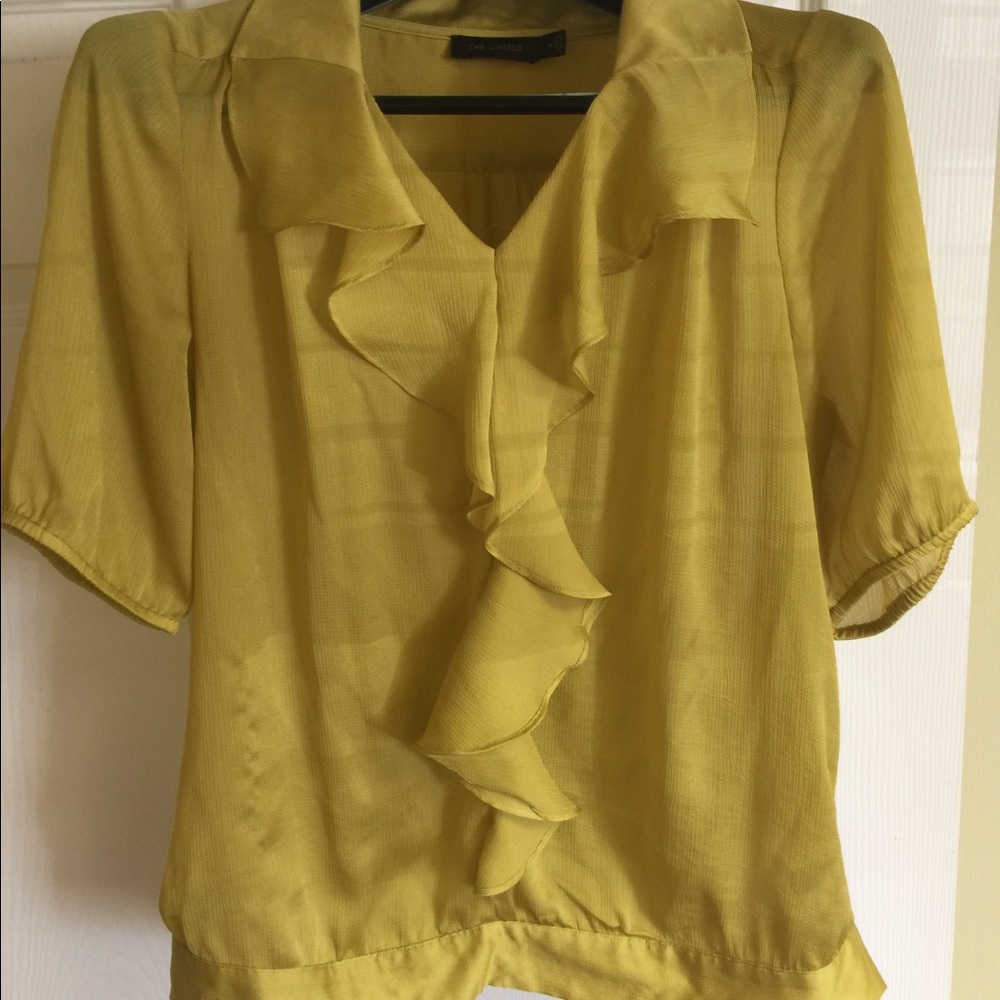 💚💛SHORT SLEEVE CHARTREUSE BLOUSE by The Limited